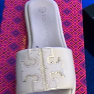 Tory Burch Cream Slide Sandals